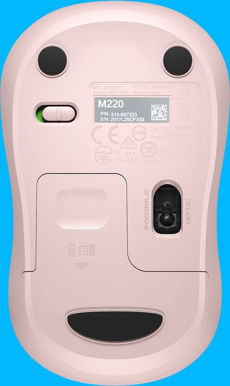 Logitech M220 Silent Wireless Mouse, 2.4 GHz with USB Receiver, – Rose