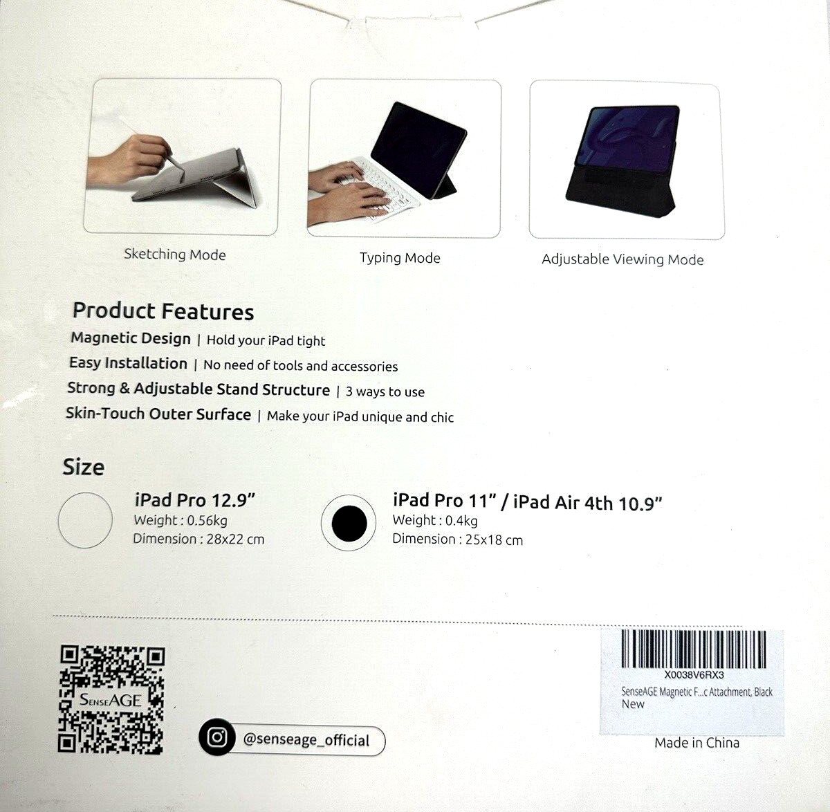 SenseAGE Folio Case Magnetic Closure for iPad Pro 11″ 2021 2020 2018