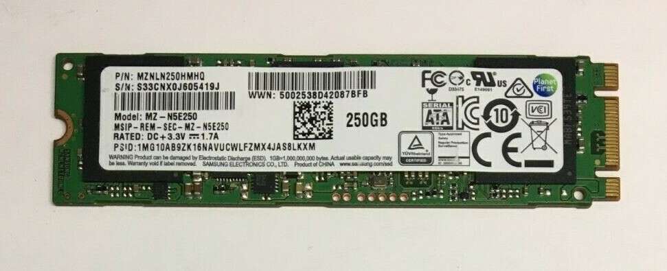 250GB M.2 2280 SATA SSD Solid State Drive Major Brand Samsung, Intel, SK Hynix