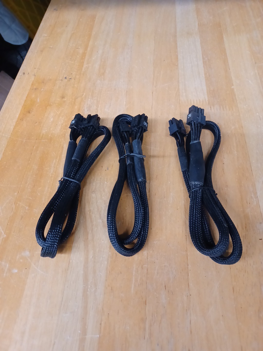 3 Cables 8-Pin to 8-Pin CPU Power Adapter Braided Cable 2ft Long