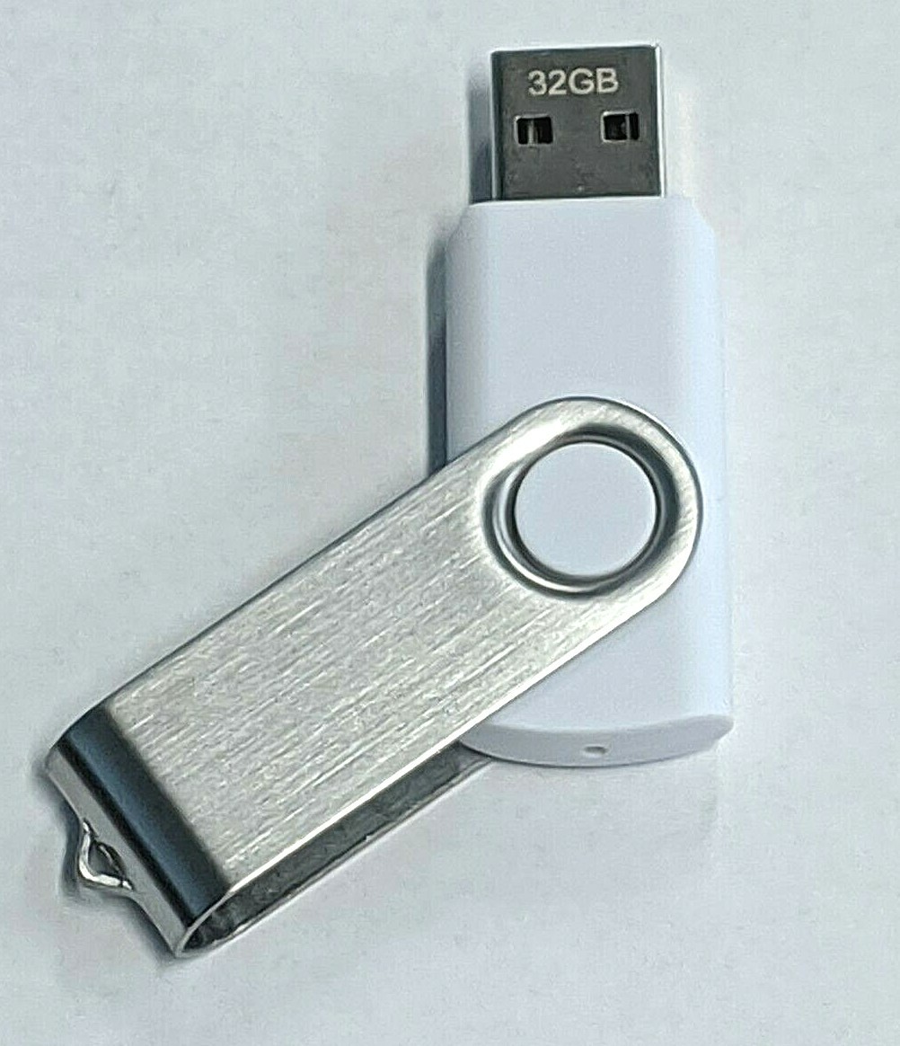 USB Flash Drive 32GB – Unbranded – USB 2.0 – FAT32 Format for Multimedia – White