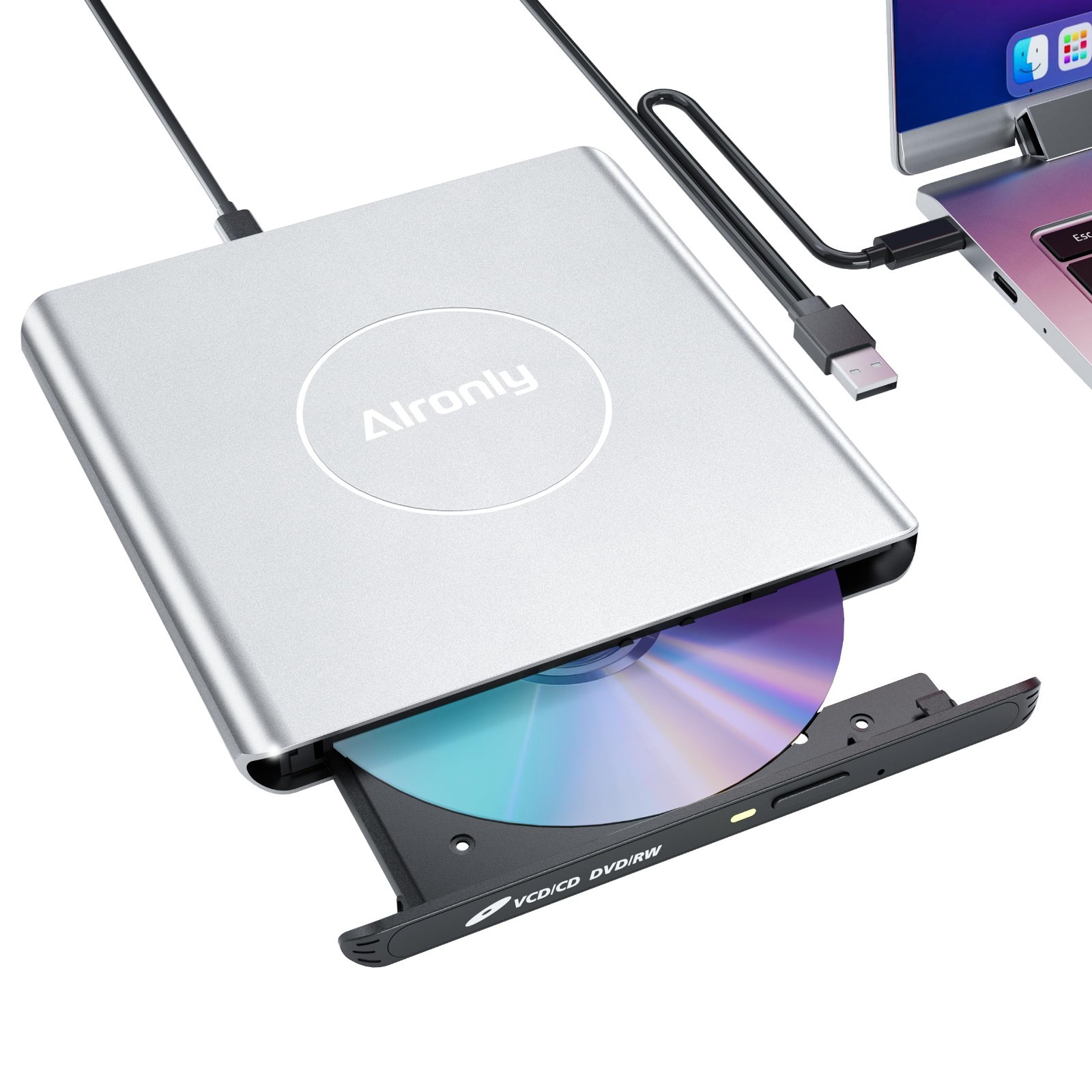 External CD DVD Drive CD-RW DVD-R Combo Burner USB 3.0 Type-C for Windows 11 10