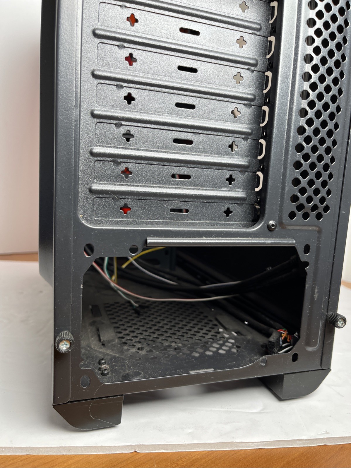 Segotep Computer Case Orange & Black W/ Wires Inside, Tested & Works