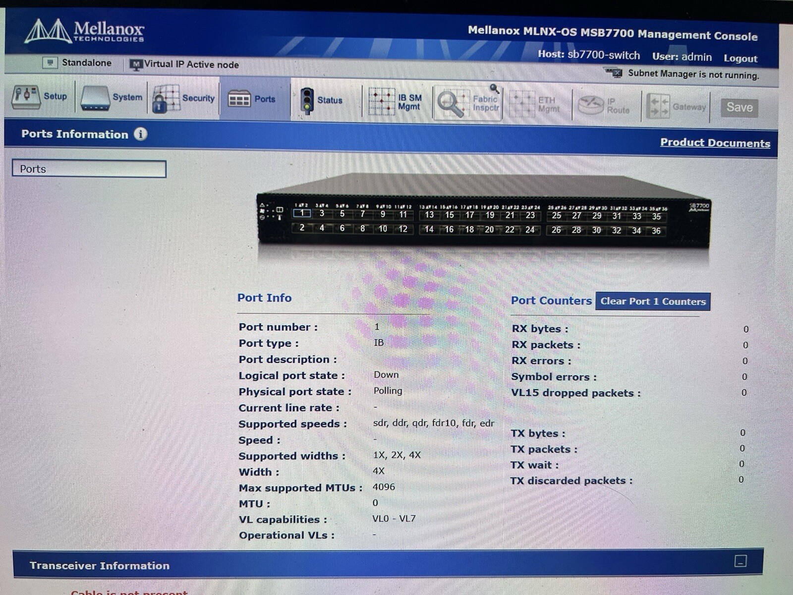 MSB7700-ES2F MELLANOX SB7700 36-Port QSFP28 EDR 100Gbps InfiniBand Switch