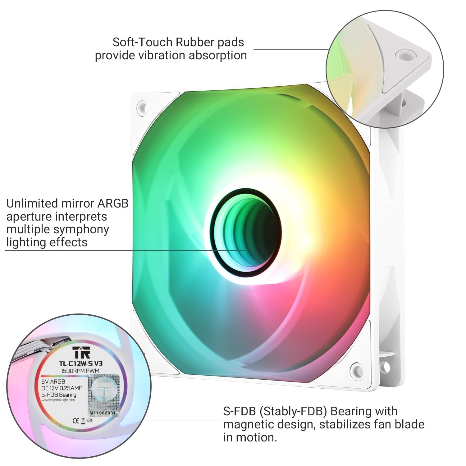 Silent 120mm ARGB Cooling Fan for Desktops – 1500 RPM Airflow & Mirror Lighting