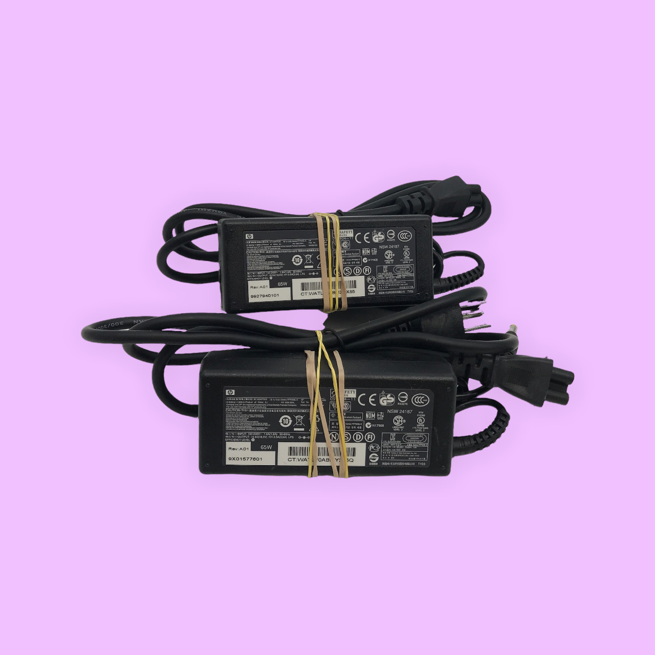 Genuine HP AC Adapter Charger PPP009L-E 18.5V-3.5A Lot of 2 Black #L2698