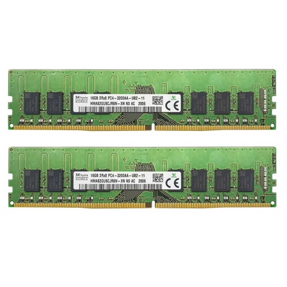 Hynix 32GB 2X16GB DDR4 3200MHz PC4-25600 2RX8 UDIMM Memory Ram HMA82GU6CJR8N-XN