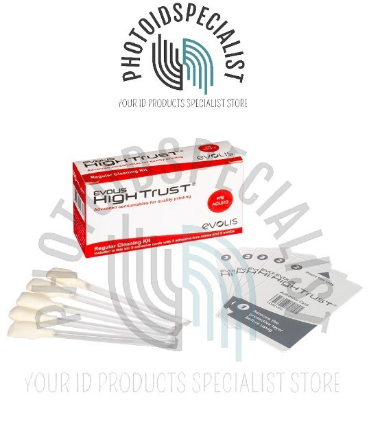 Evolis ACL013 Regular Cleaning Kit – 5 Adhesive Cards and Swabs for Agilia