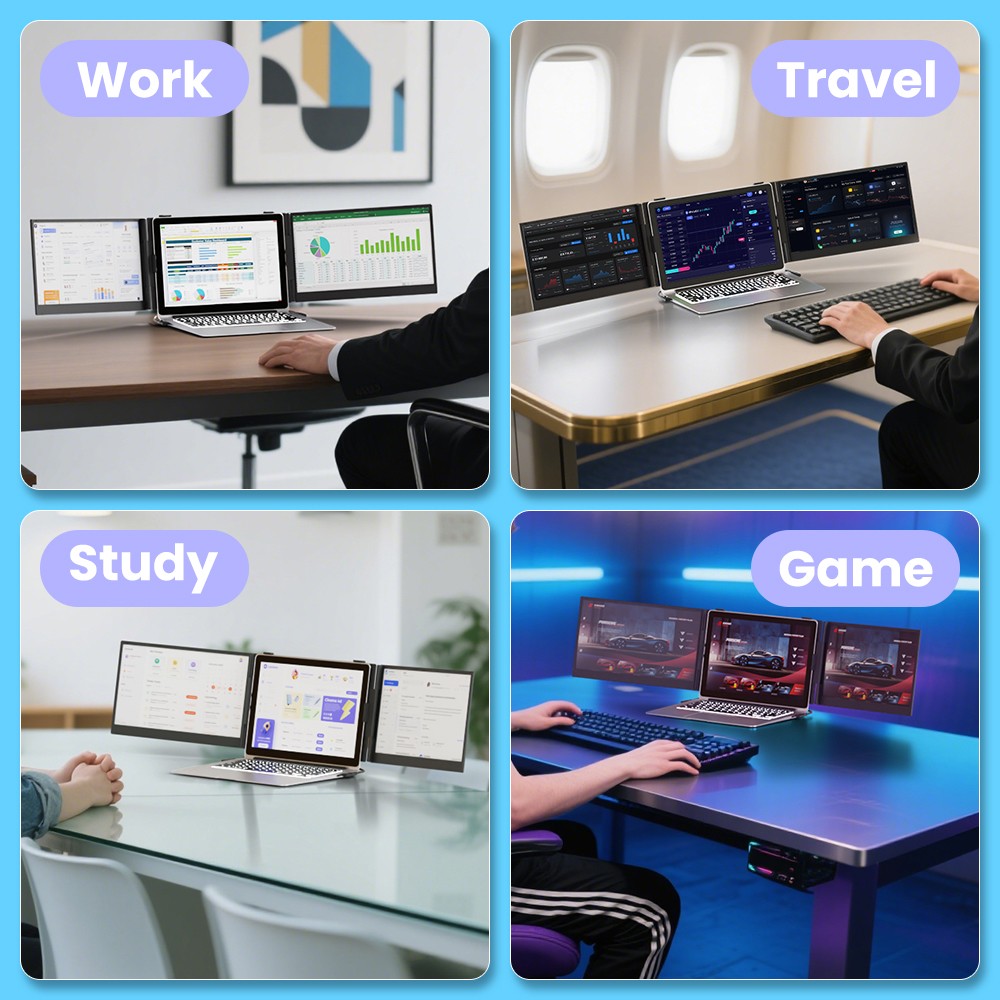 90% NEW Hyangin S8 Pro Triple Monitor Portable Laptop Screen Extender Ultra Slim