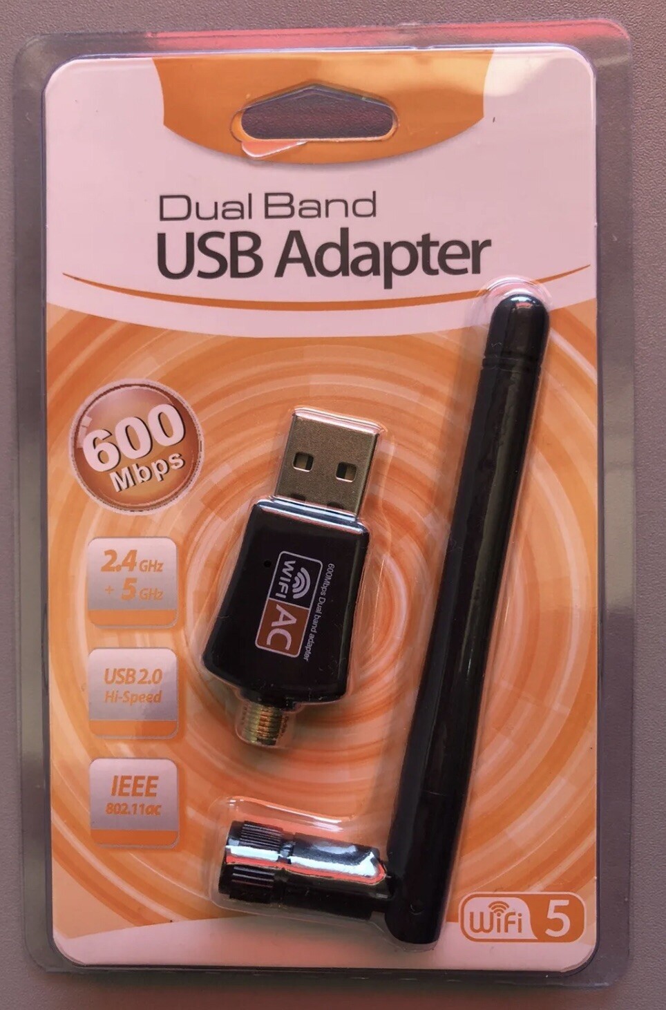 600Mbps Wireless USB WiFi Adapter Dongle Dual Band 2.4G/5GHz W/Antenna 802.11AC