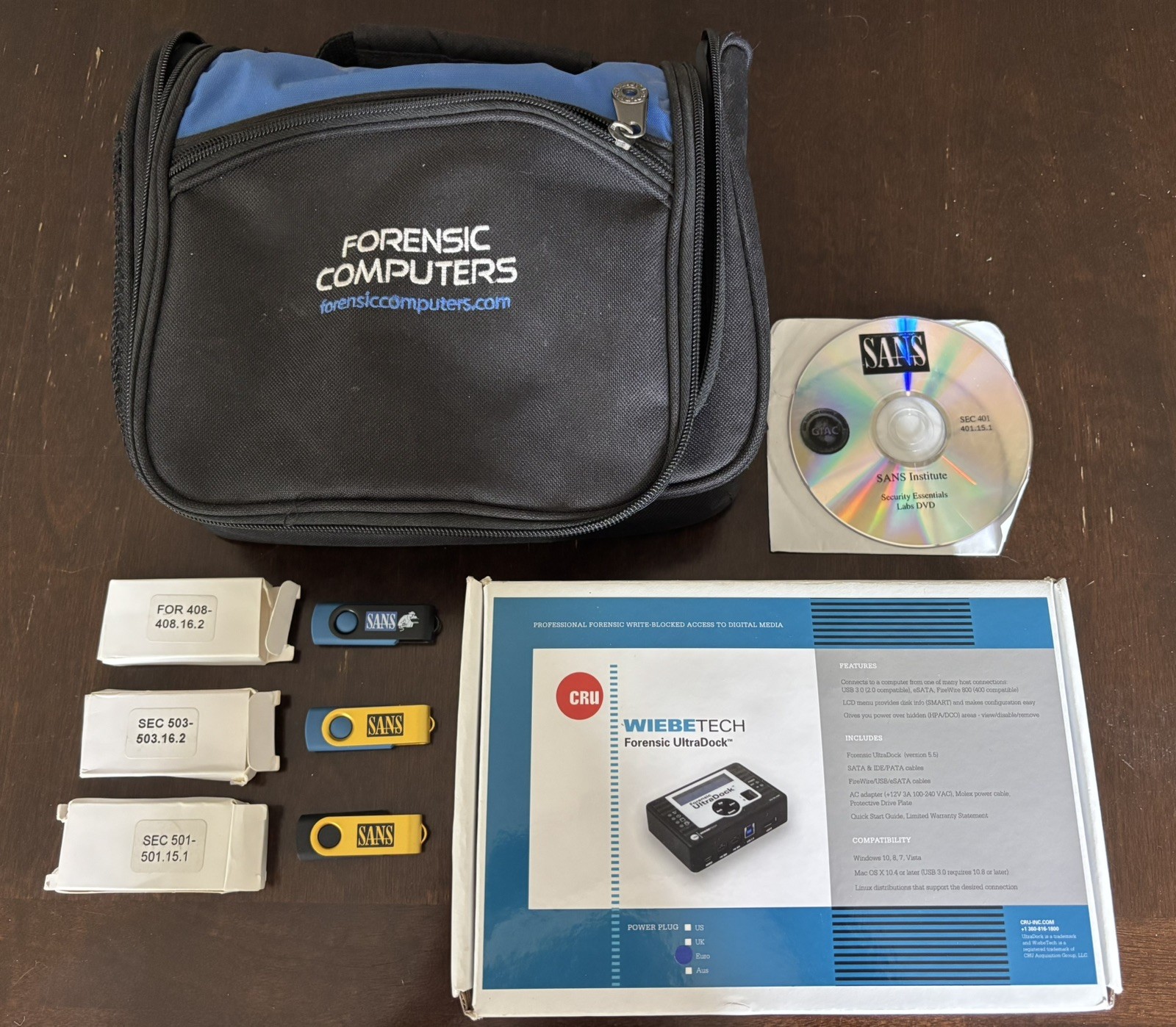 CRU Wiebetech Forensic UltraDock +Flash Drives v5.5 Open Box-NEW-US Power Cord
