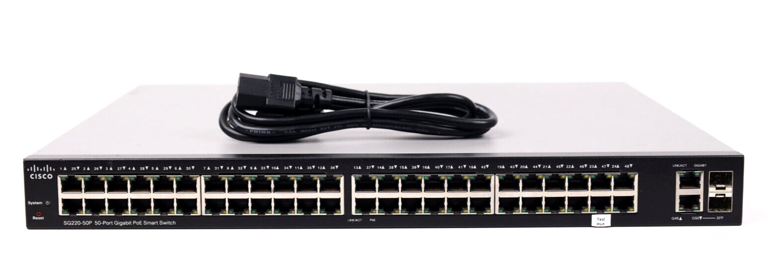 Cisco SG200-50P Gigabit Ethernet Smart Switch, 50 10/100/1000 Ports, PoE p460