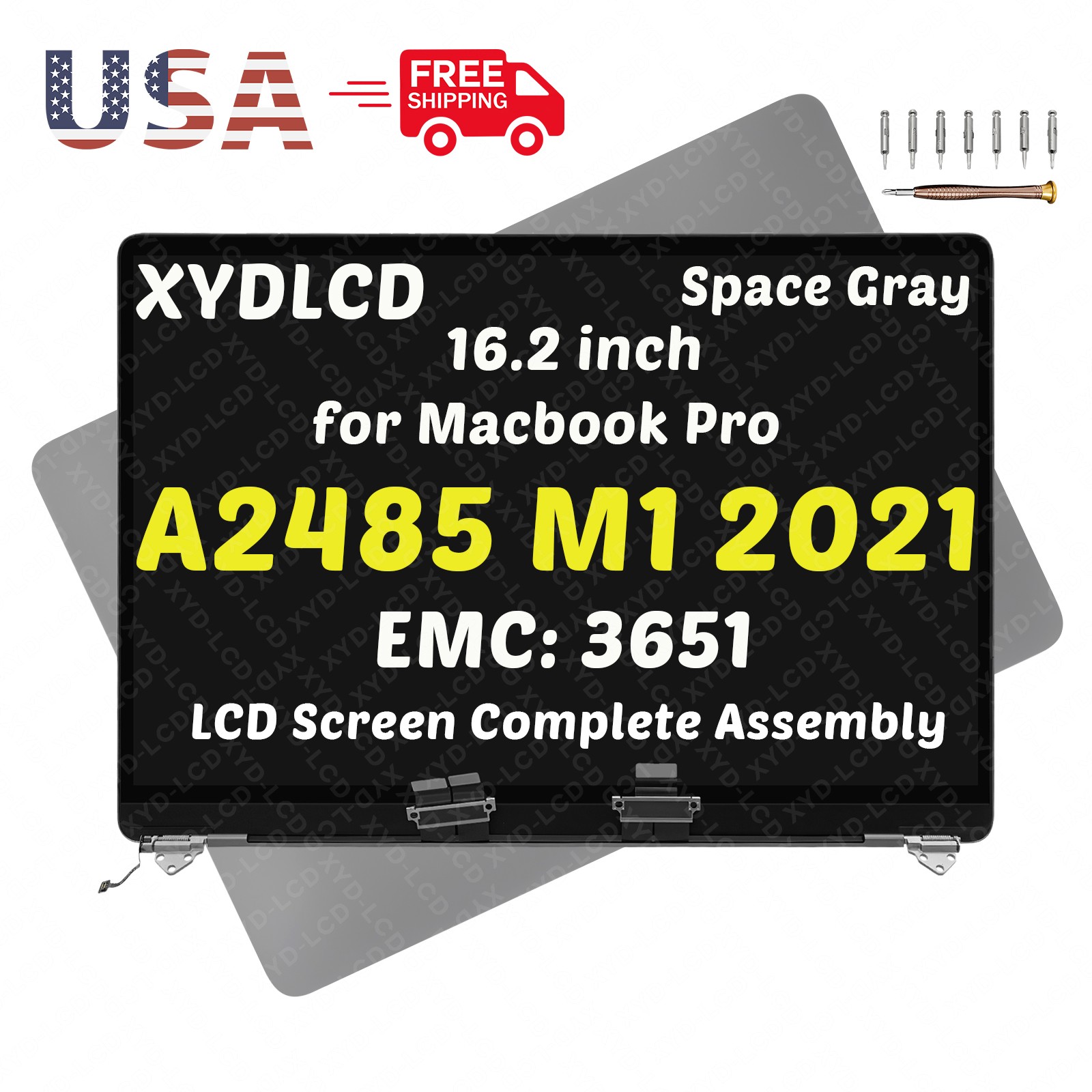 for MacBookPro18,2 16″ A2485 M1 EMC 3651 661-21968 661-21969 LCD Screen Assembly
