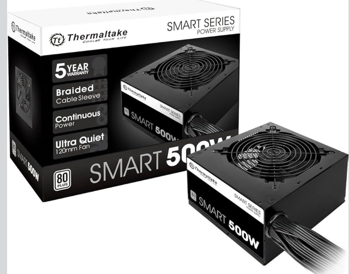Thermaltake Smart 500W 80+ White Certified ATX Power Supply PSU 120mm For Parts