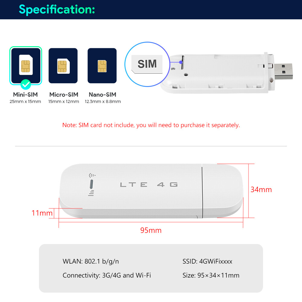 4G LTE USB Dongle For Android Stereo Modem Wireless Router Mobile Broadband WIFI