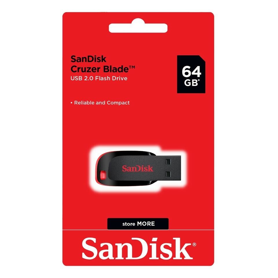 SanDisk Cruzer Blade USB 2.0 Flash Drive SDCZ50 16Gb 32GB 64GB 128GB