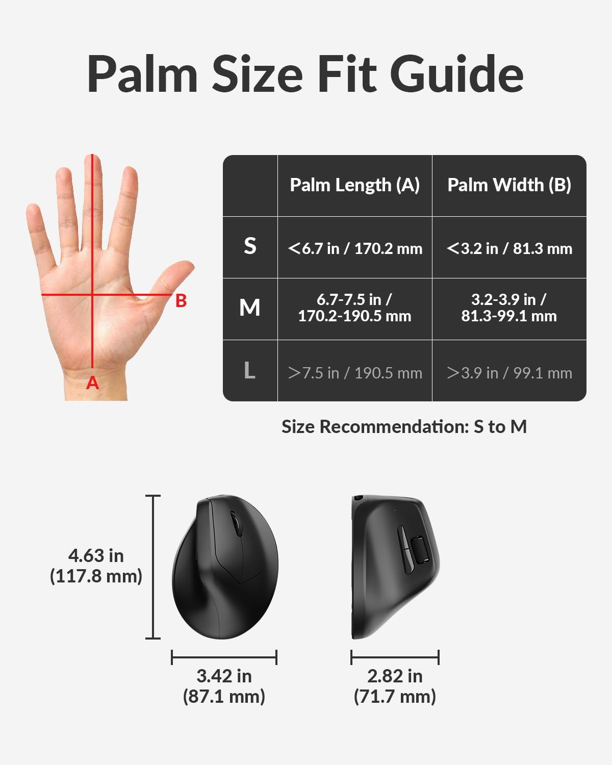 M5 8K Vertical Ergonomic Mouse Wireless, 2.4 GHz/Bluetooth 5.3/Wired Computer…