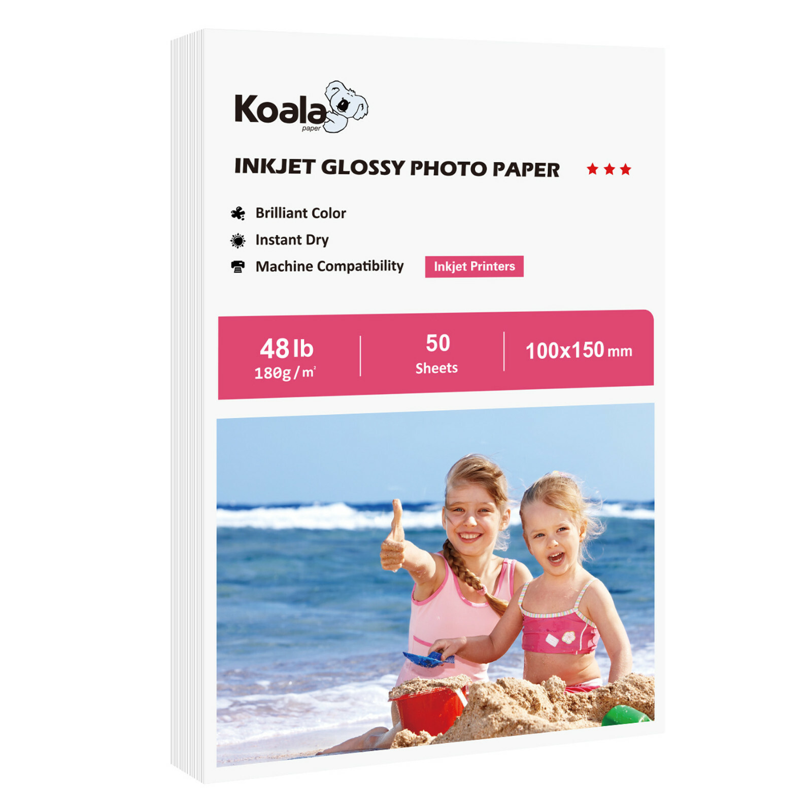 Koala Premium Photo Paper 4 x 6 Glossy 100×150 mm 48lb Inkjet Printer HP Canon