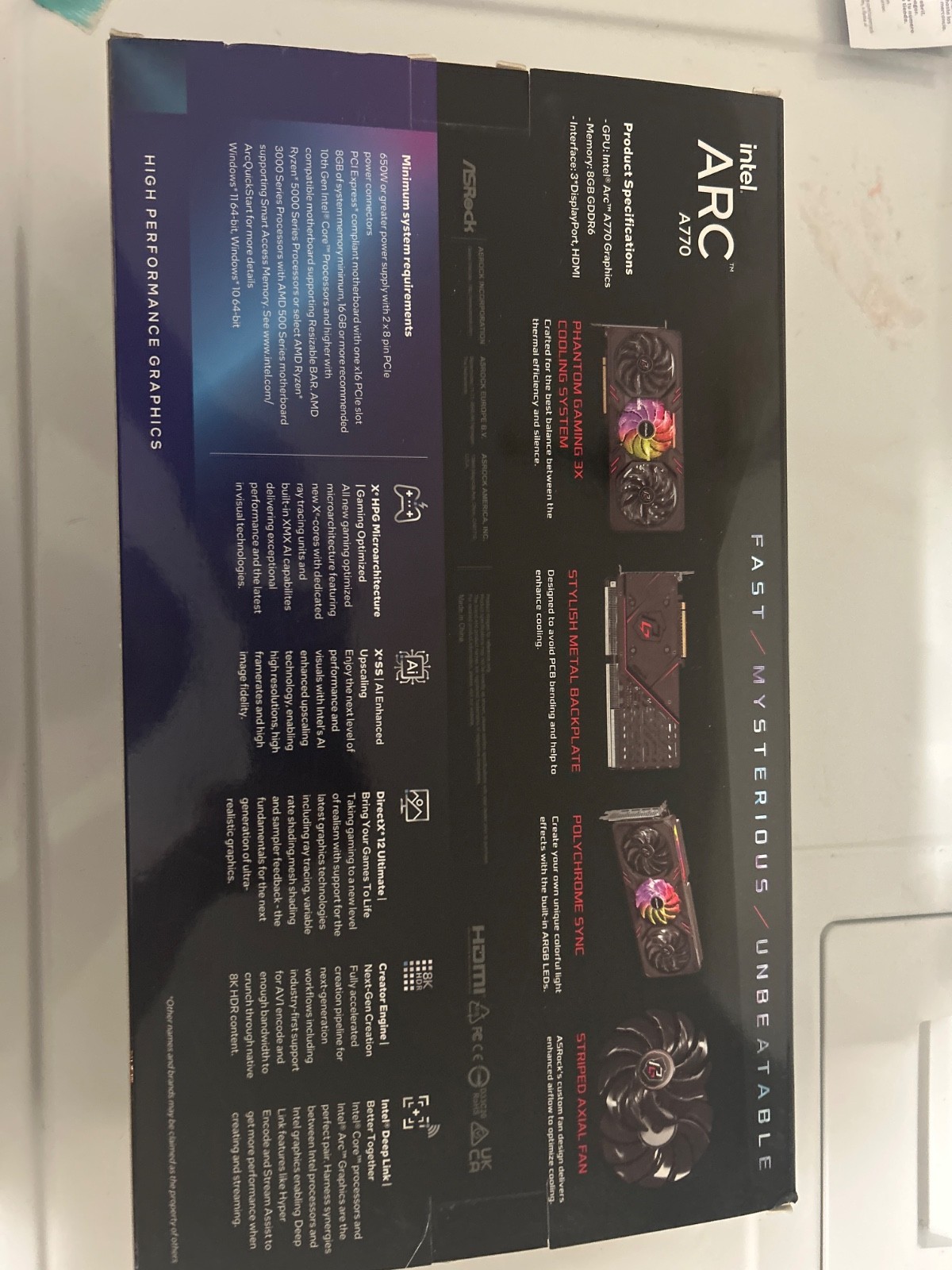ASRock Phantom Gaming D OC Intel Arc A770 8GB GDDR6 Graphics Card NEW