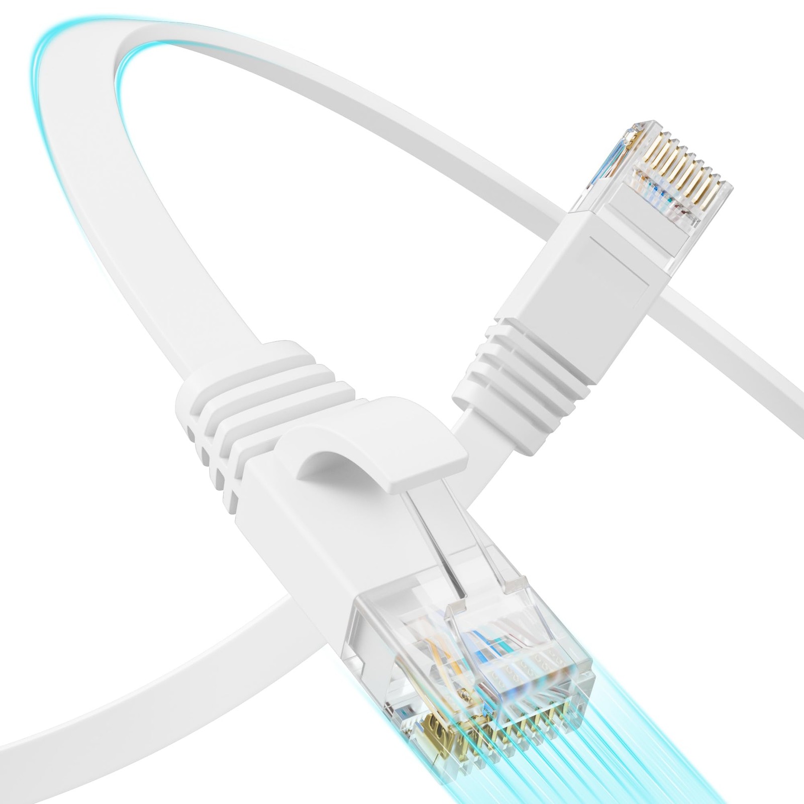 Cat 6 Flat Ethernet Cable 50 FT, UTP 10Gbps HighSpeed Cat6 Ethernet Cable, Pu…