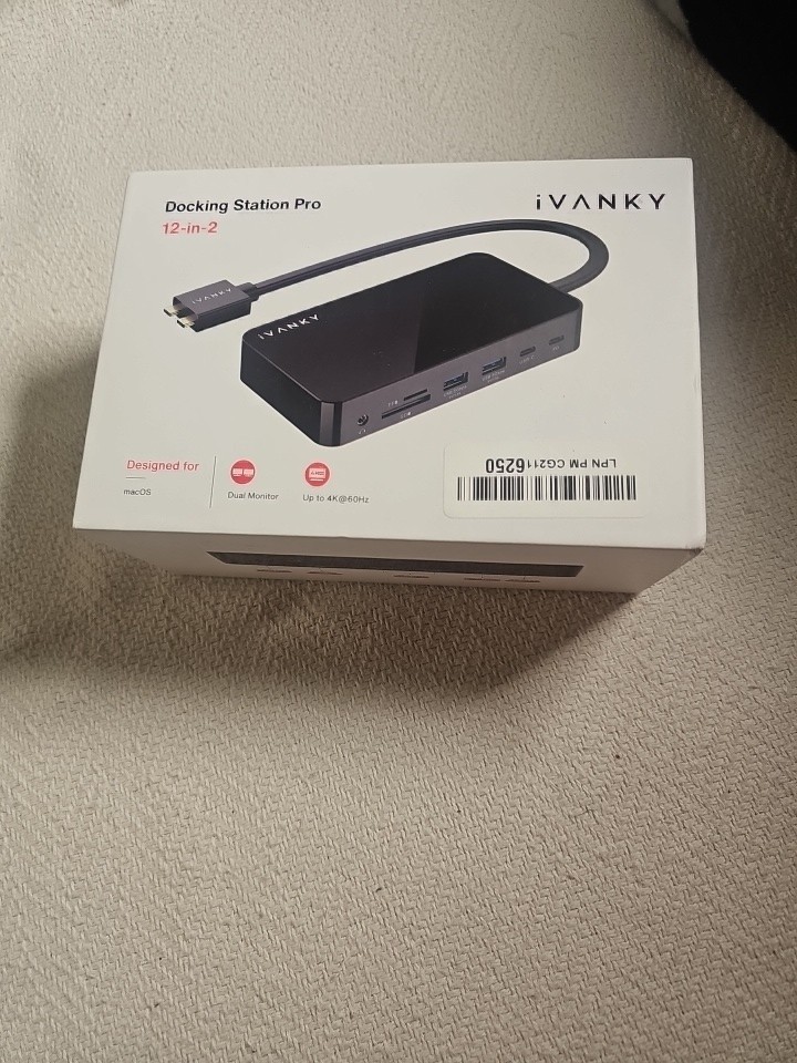 iVANKY 12-in-2 Docking Station Pro for macOS Dual 4K USB-C Dock Open No AC BOX
