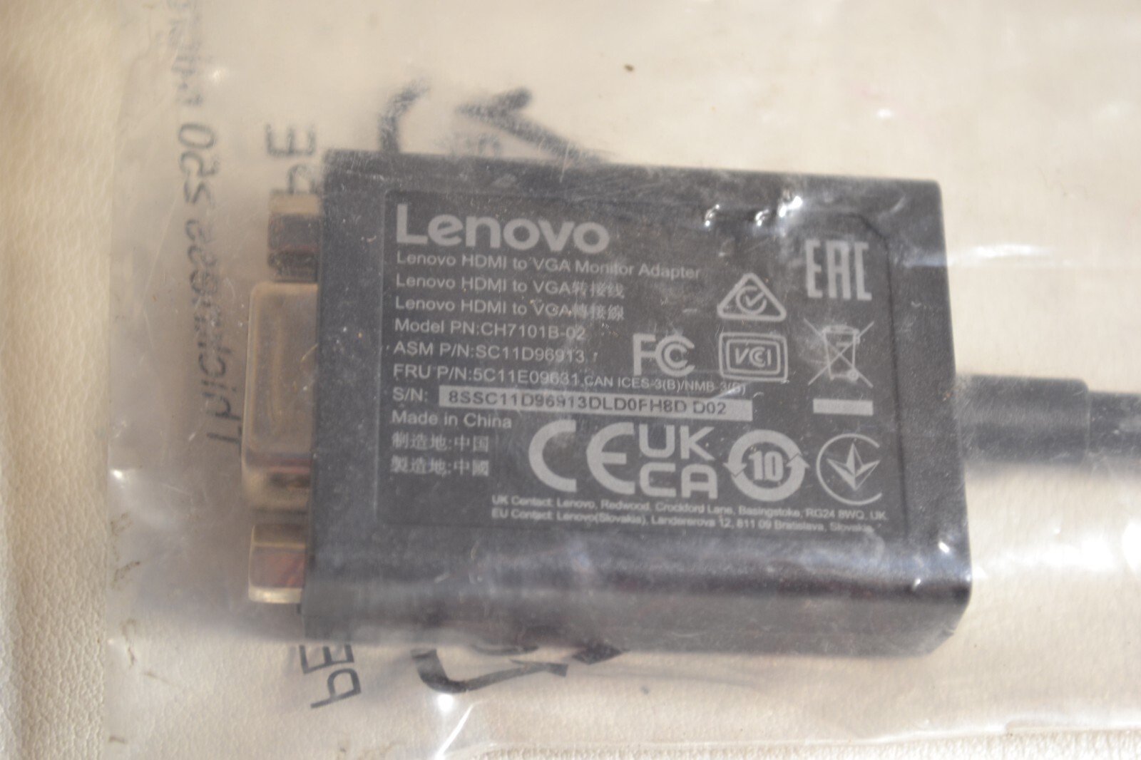 OEM Lenovo HDMI To VGA Adapter Model PN: CH7101B-02