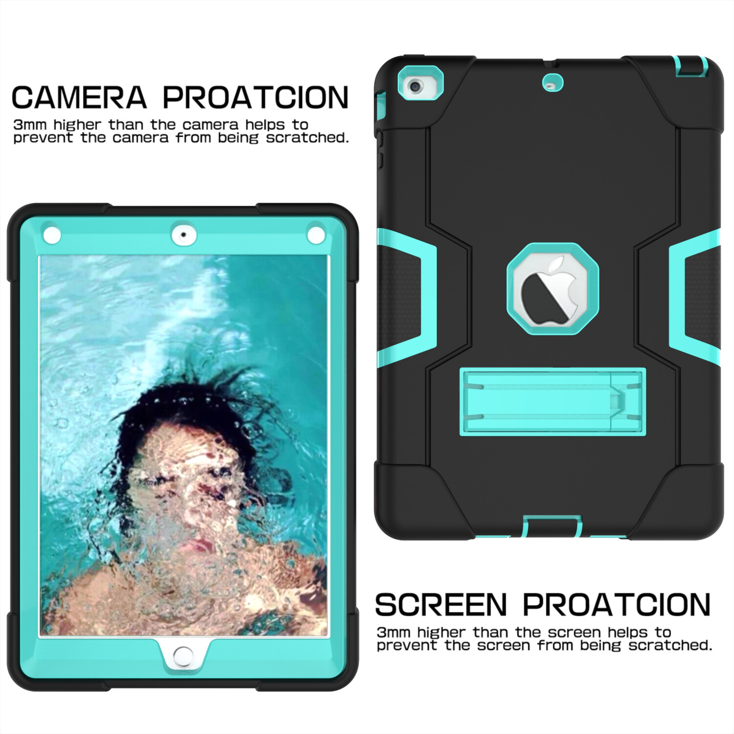 Shockproof Heavy Duty Hard Case Stand Cover for iPad 9th 10.2″ Pro 9.7 Air Mini