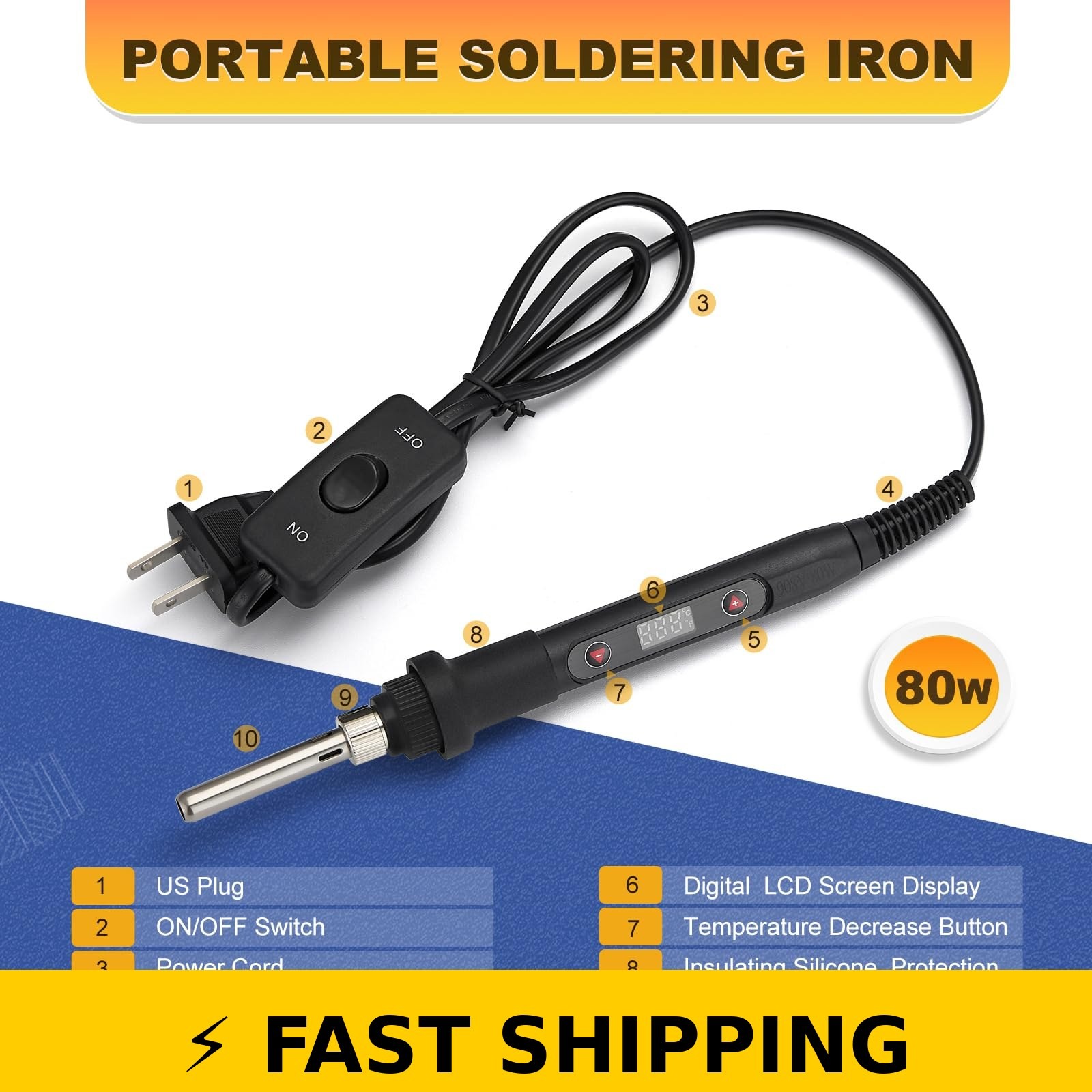 Kadrick 80W Soldering Iron Heat Set Insert Tool Kit for 3D Printing