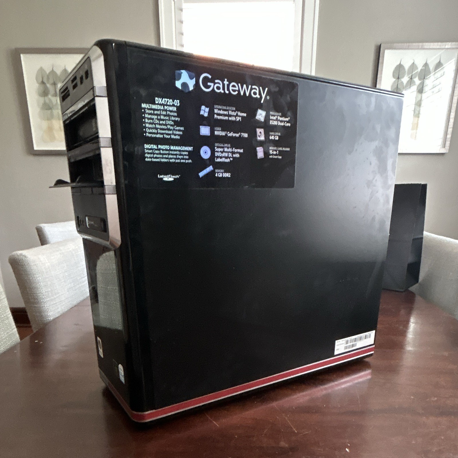 Gateway DX4720-03 Tower Desktop Intel Pentium 3.00GHz 4GB Vista, (NO HARD DRIVE)