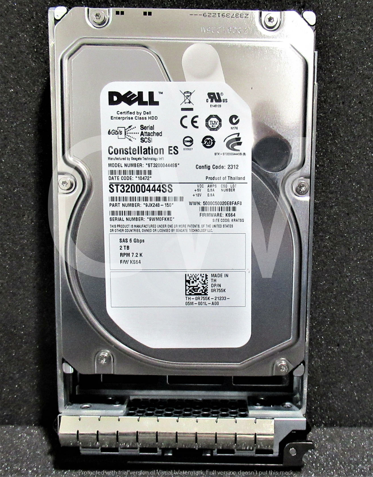 R755K ST32000444SS Dell CONSTELLATION ES 2TB 7.2K 6G 16MB 3.5in SAS Hard Drive