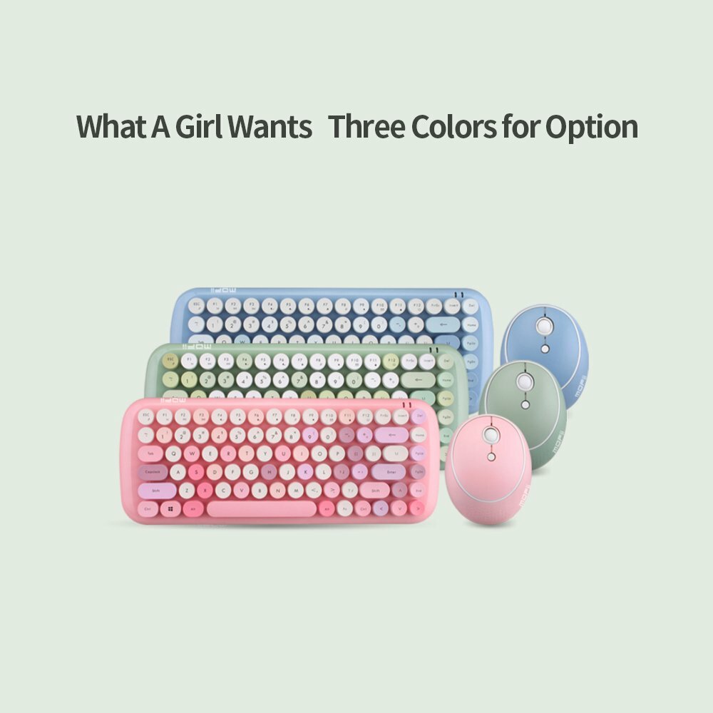 Mofii CANDY Keyboard Mouse Combo Wireless 2.4G Mixed Color 84Key Green