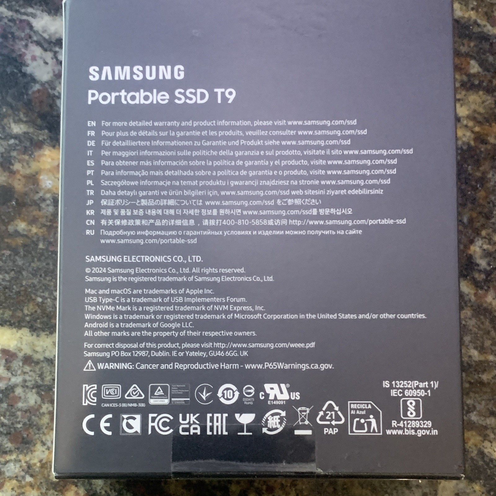 Samsung T9 2TB Portable External SSD USB 3.2 Gen 2×2 USB-C Black