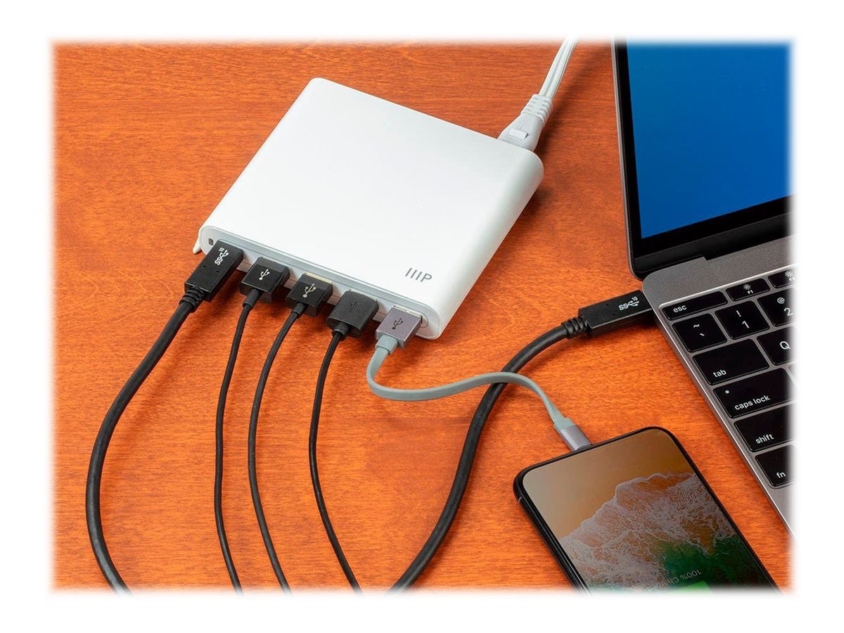 MONOPRICE 80W 5-Port USB Smart Charger 1 USB C & 4 USB A Obsidian Speed Plus
