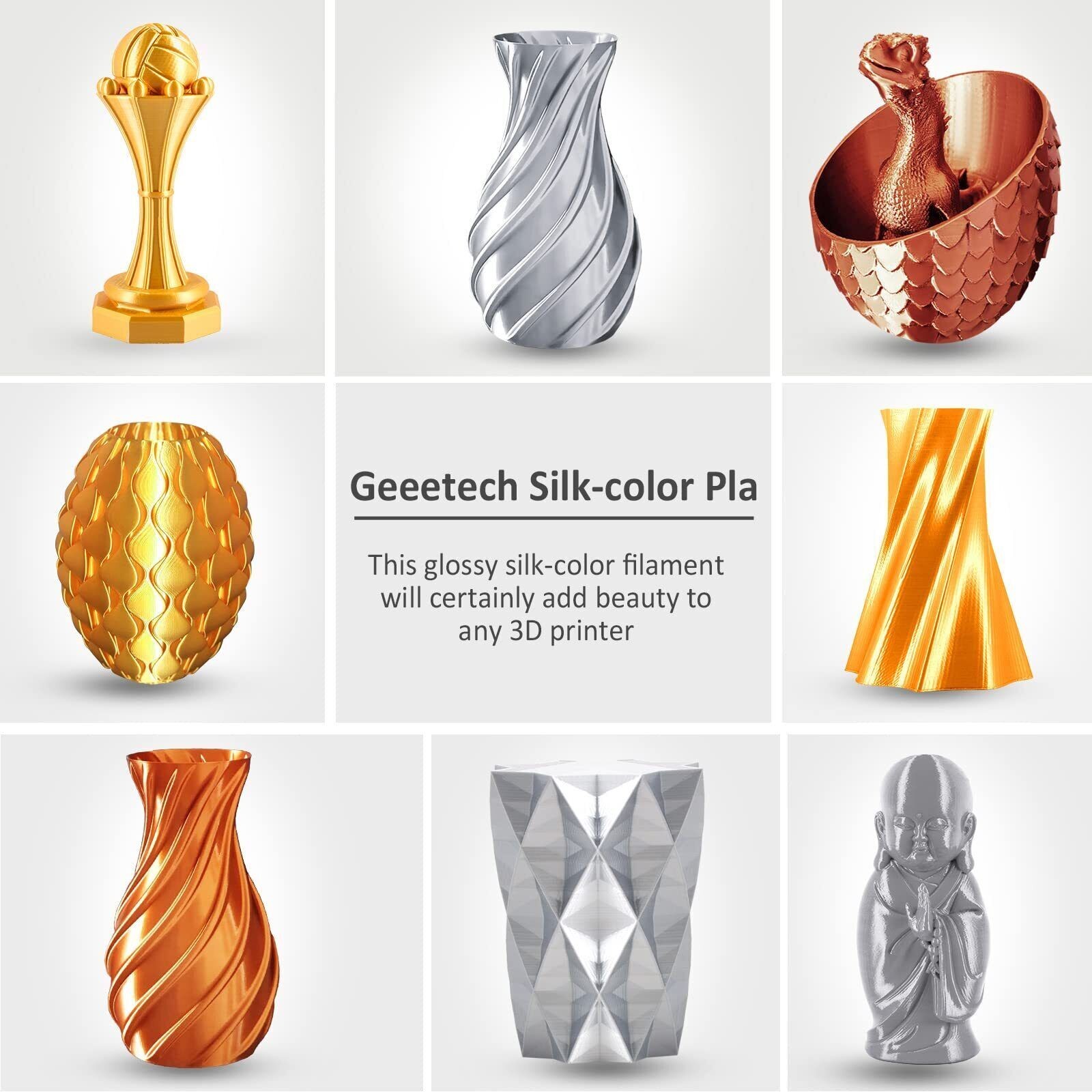 GEEETECH 1/2/3/5/10KG 3D Printer Filament Silk Gold PLA 1.75mm Bulk Lot