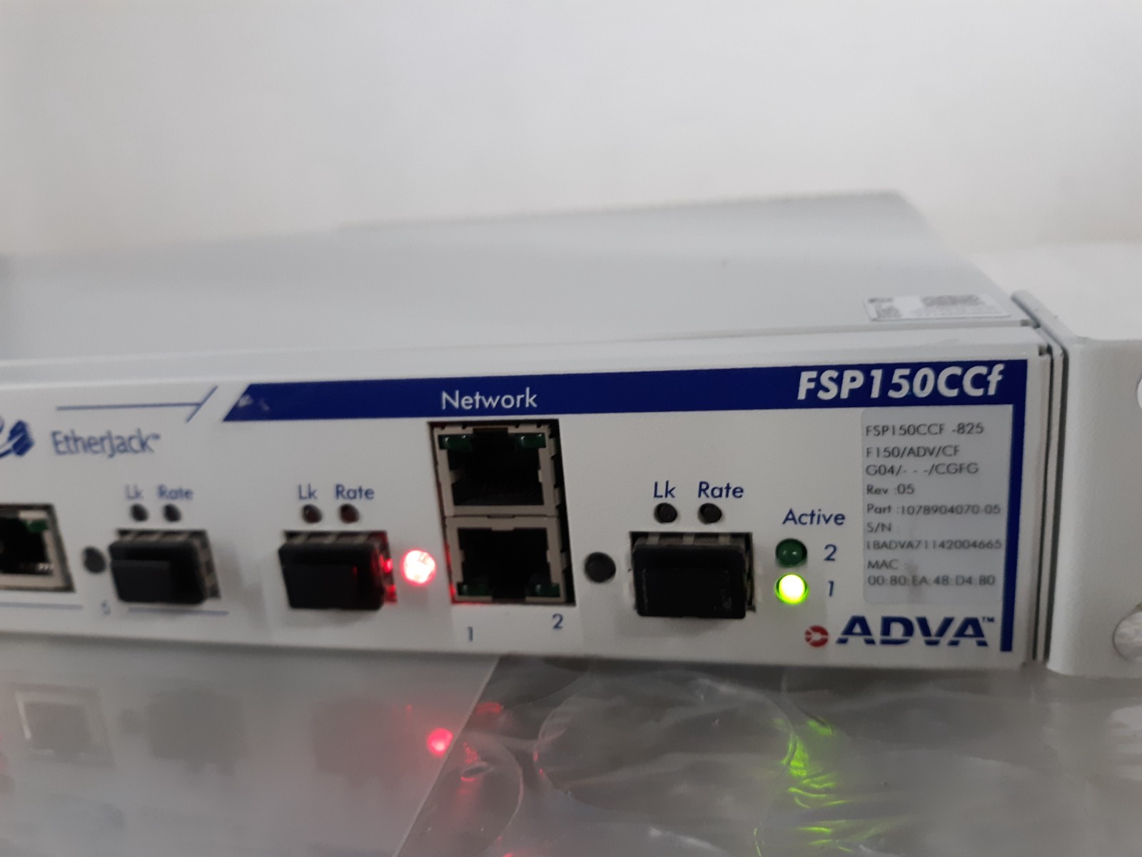 ADVA FSP150CCF-825 EtherJack Optical Networking Carrier Ethernet *FOR PARTS*