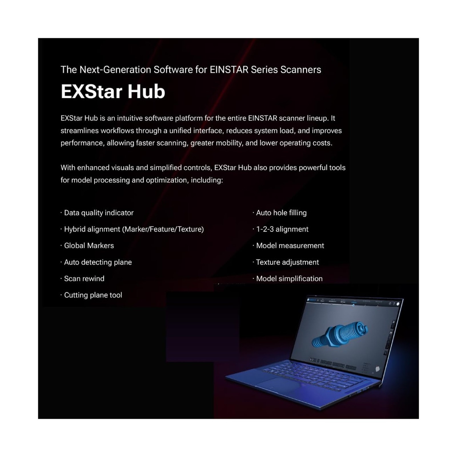 EINSTAR 2 Wireless 3D Scanner – Handheld, 0.05 mm Resolution, Hybrid Laser