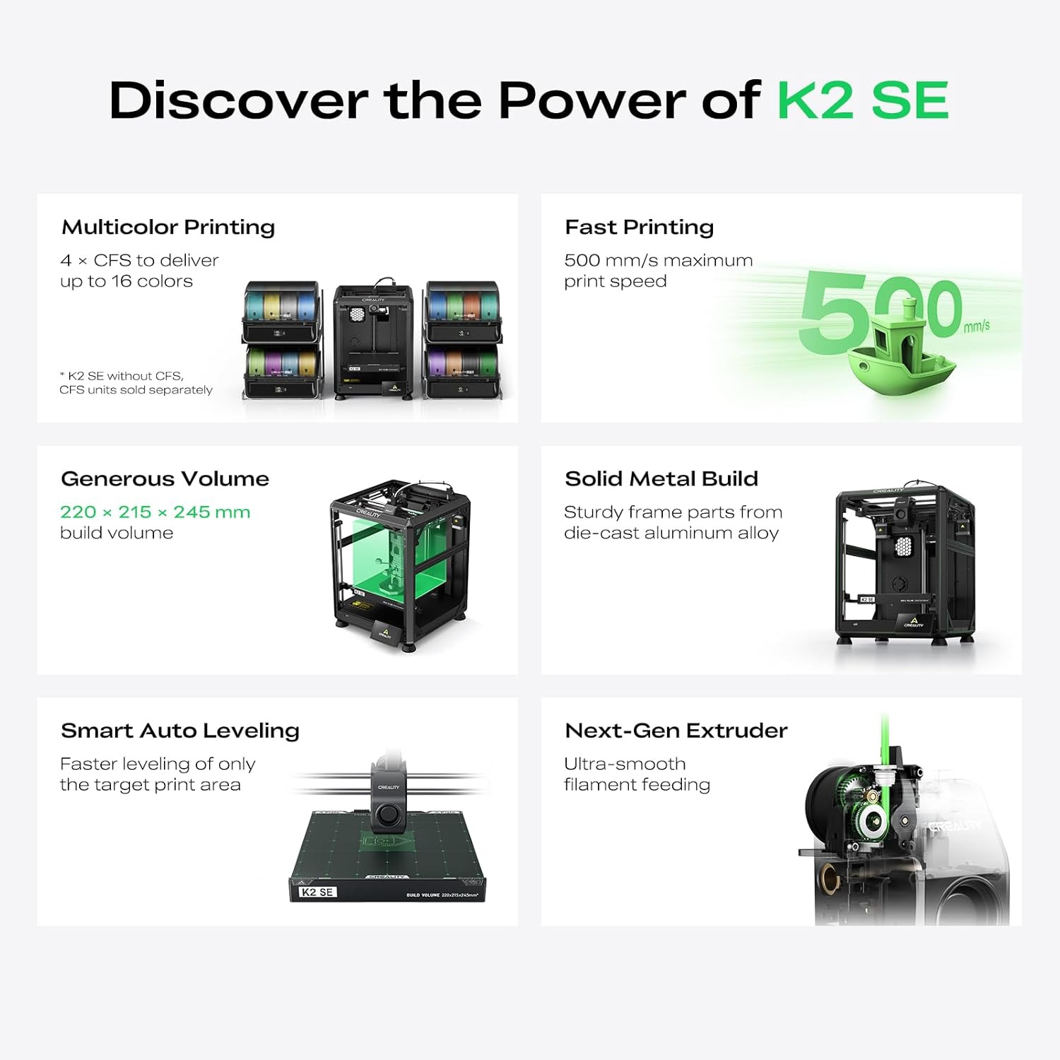 Refurbished Creality K2 SE 3D Printer 500mm/s Speed Support Multi Color Need CFS