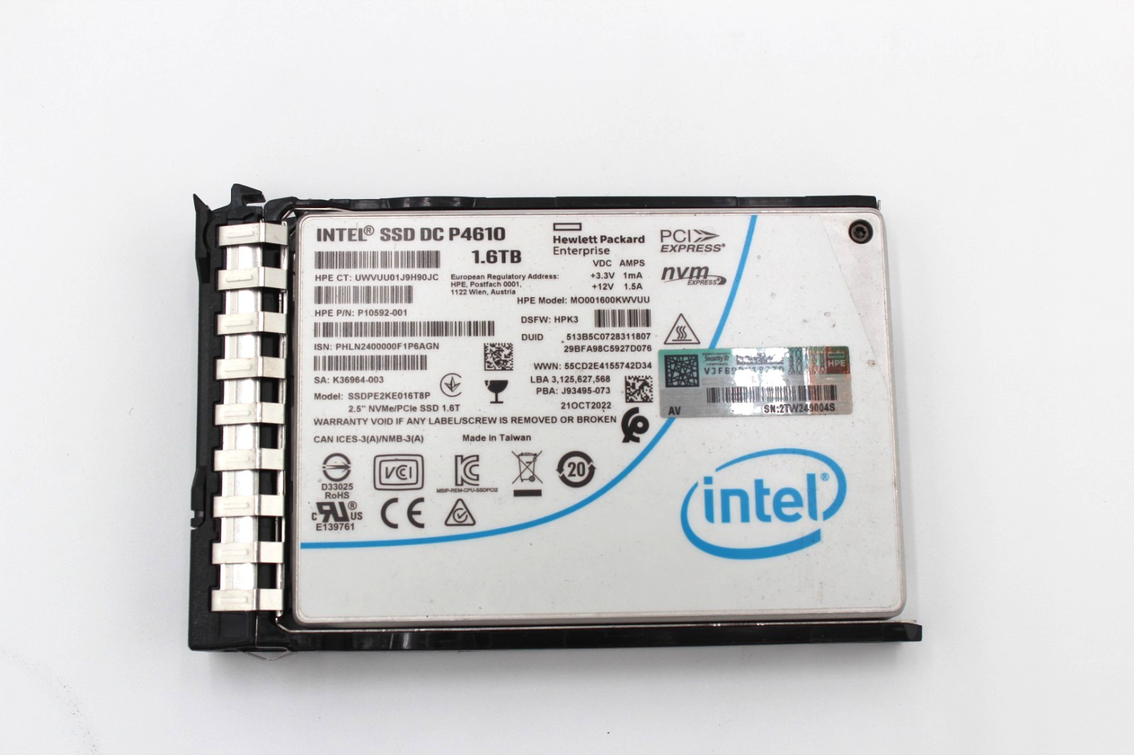 Intel DC P4610 1.6TB SSD DELL 2.5″ NVMe PCIe Solid State Drives SSDPE2KE016T8P