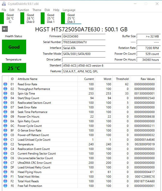 HGST 500GB 7200RPM 2.5″ SATA HDD 0J32835 Tested CDI Good Wiped Working