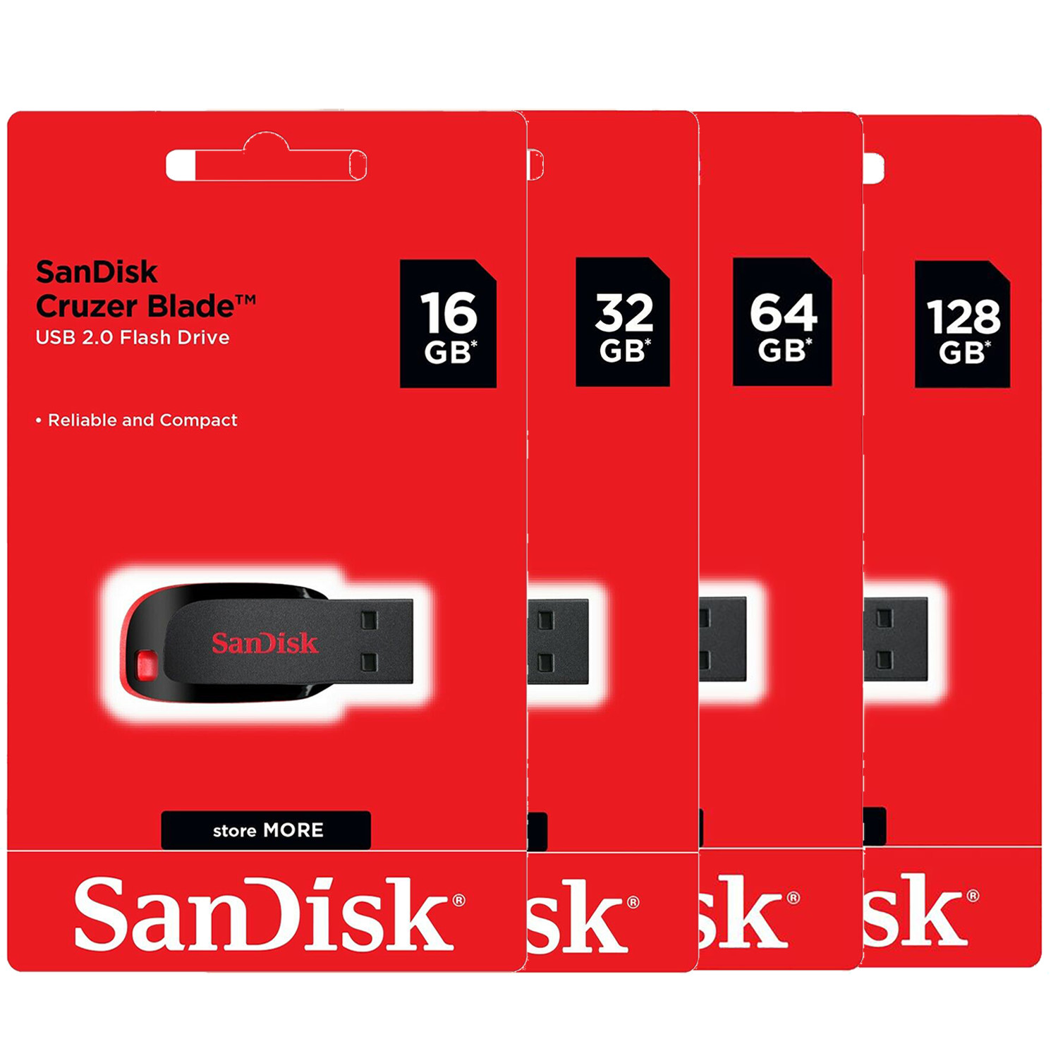 SanDisk Cruzer Blade USB 2.0 Flash Drive SDCZ50 16Gb 32GB 64GB 128GB