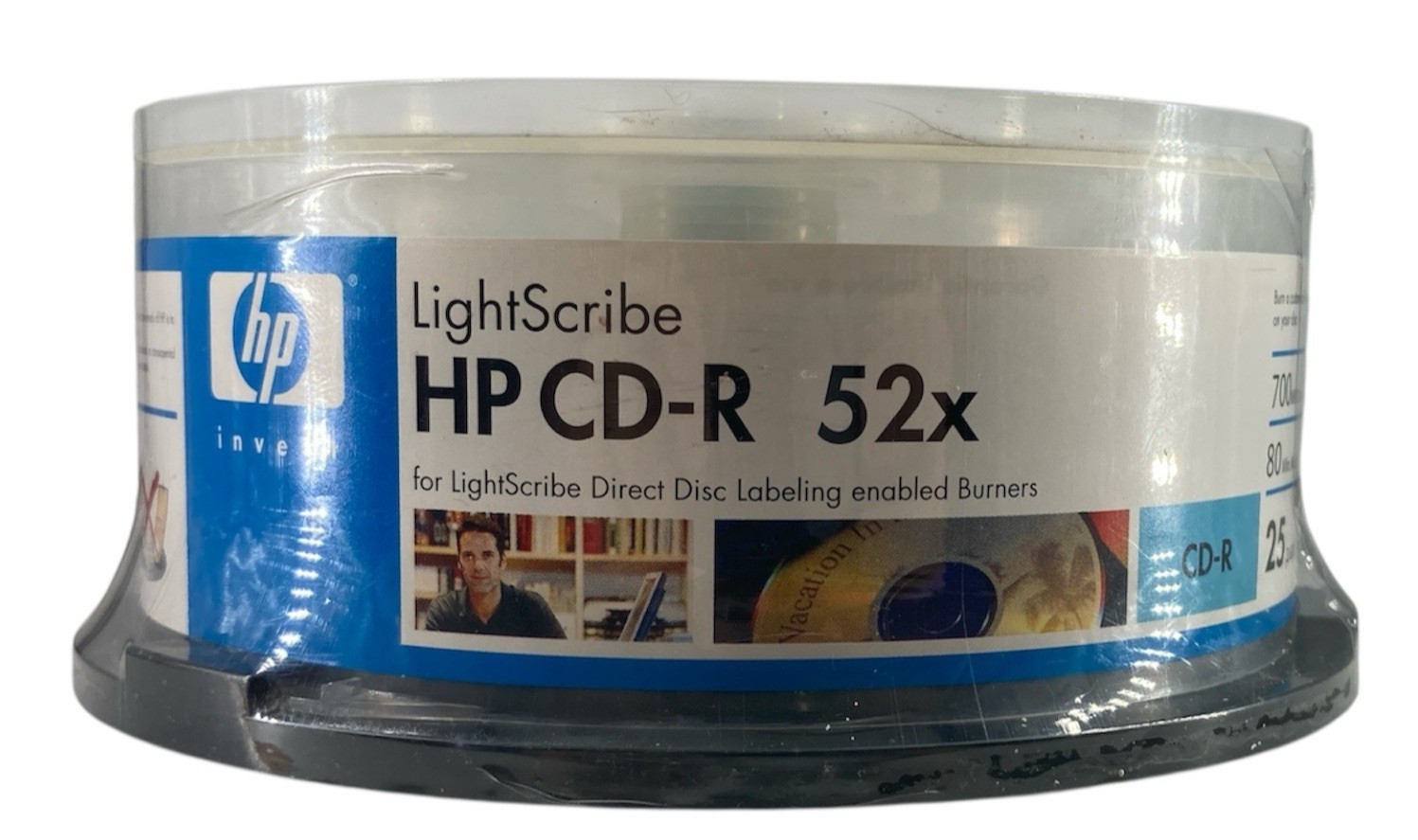 Boxed HP 52x LightScribe 700MB 80-Minute CD-R Media – 25 Pack
