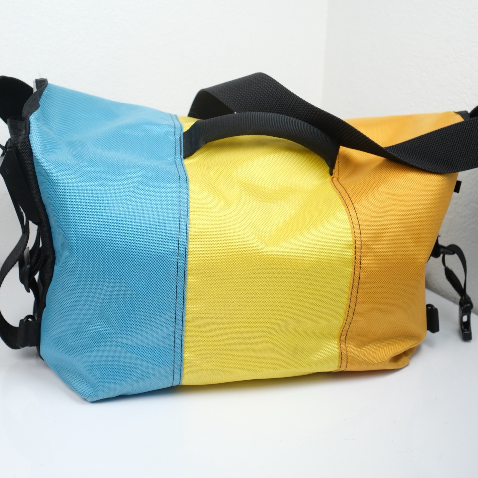 Vtg Timbuk2 Messenger Bag Tri Panel Orange Yellow Blue Y2K Laptop Red Tag Custom