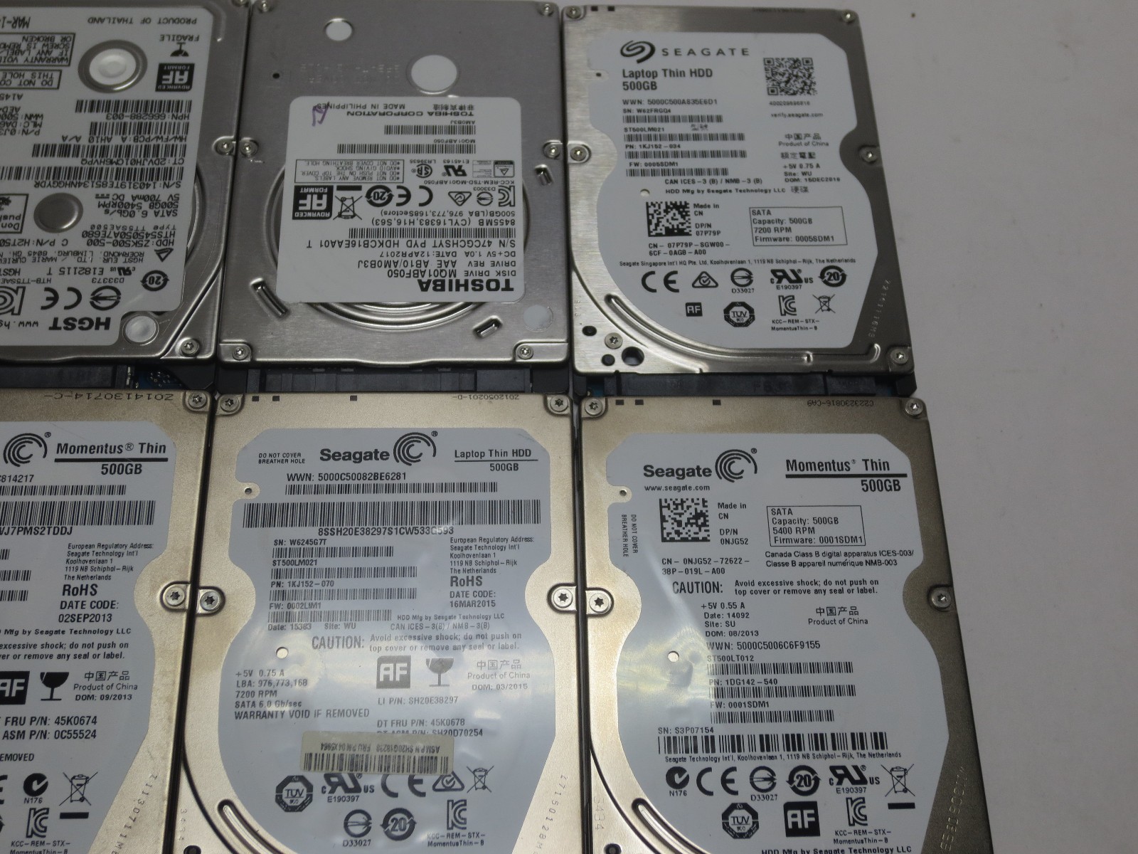 Lot of 8 500GB 2.5″ Laptop PC Thin HDD SATA Hard Disk Drive Mixed Major Brands