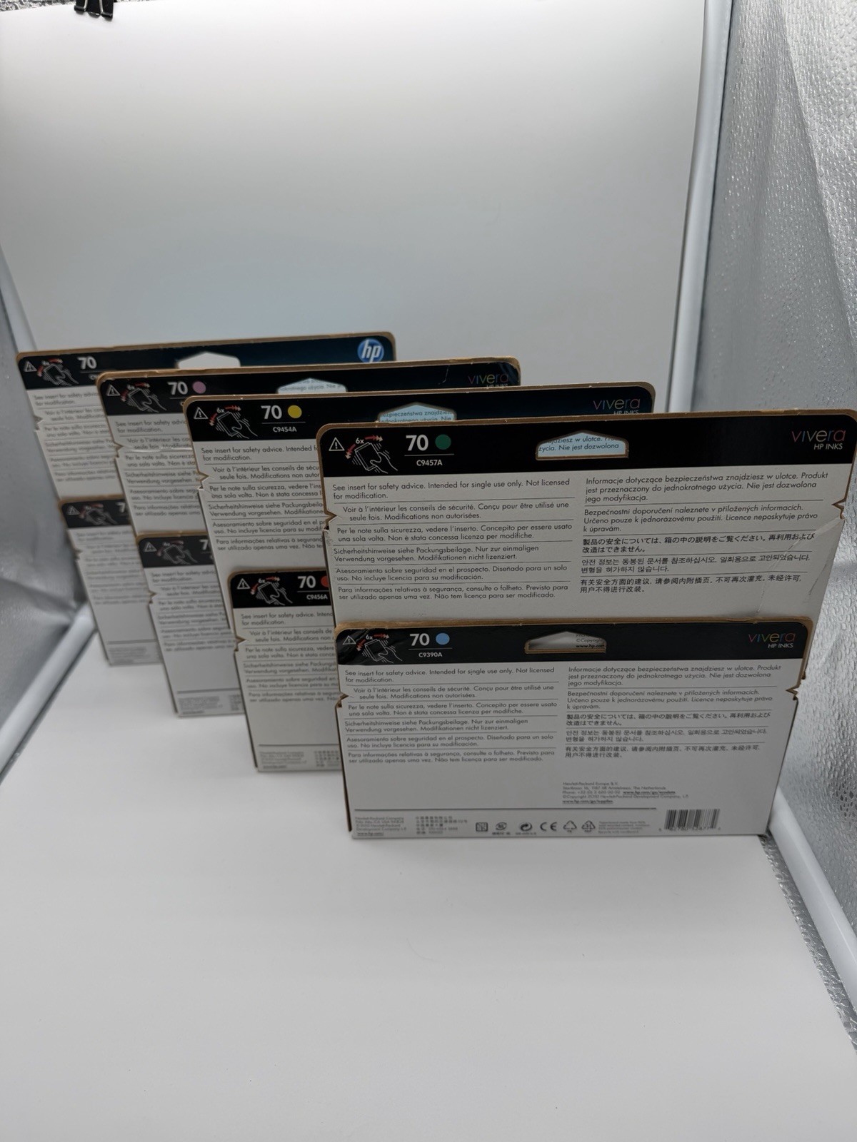 HP 70 Genuine Ink Cartridge Lot of 8 Old Stock OEM Mixed Colors C9454A-C9466A
