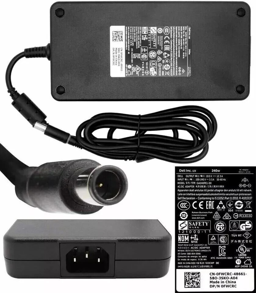 Genuine Dell Precision Alienware 17 R3 R4 R5 240W Laptop Adapter Charger 7.4mm