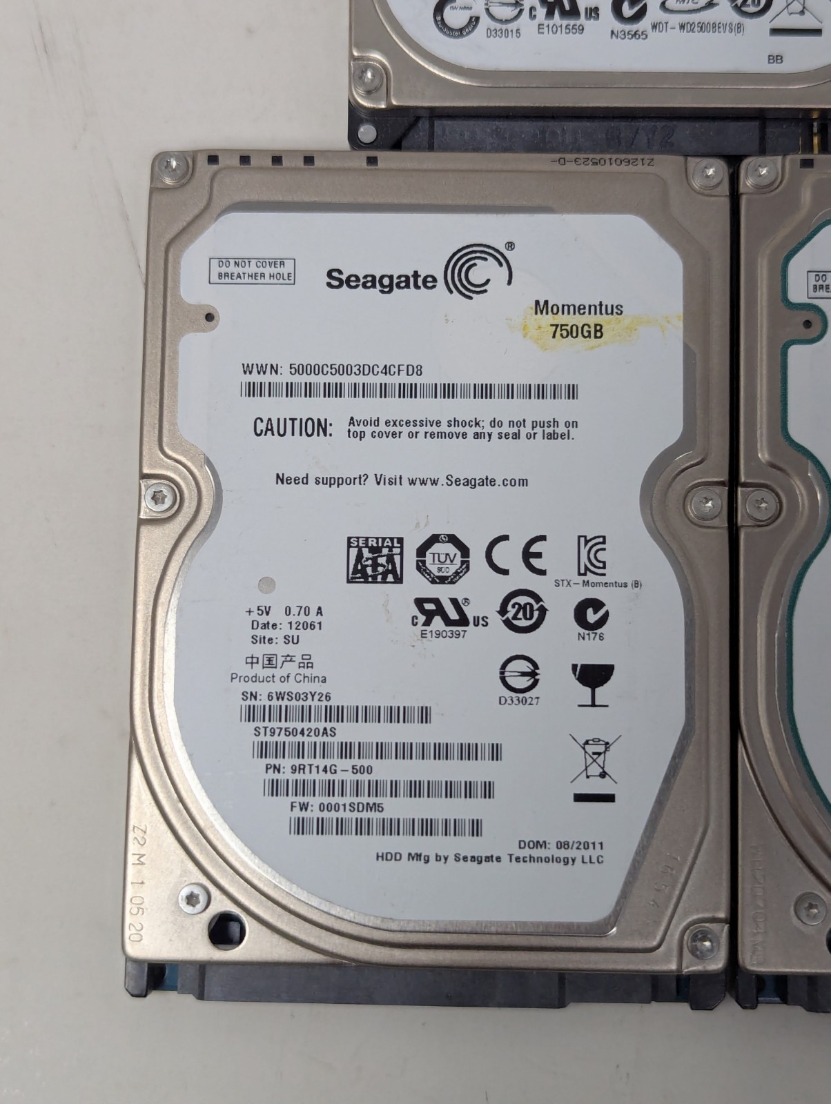 SATA Laptop 2.5 Hard Drive Lot Seagate 1TB 750GB 500GB ST9750420AS WD2500BEVS