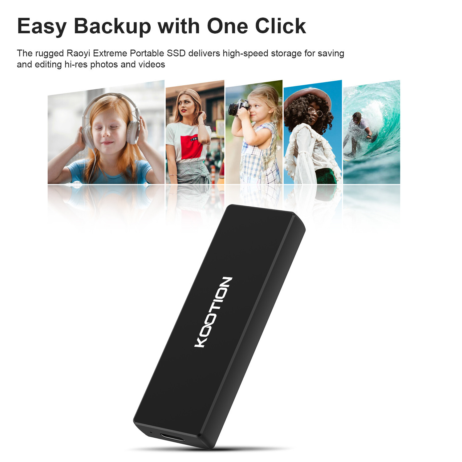 Kootion USB 3.1 1TB Portable External SSD External Hard Drive transit to 500MB/s