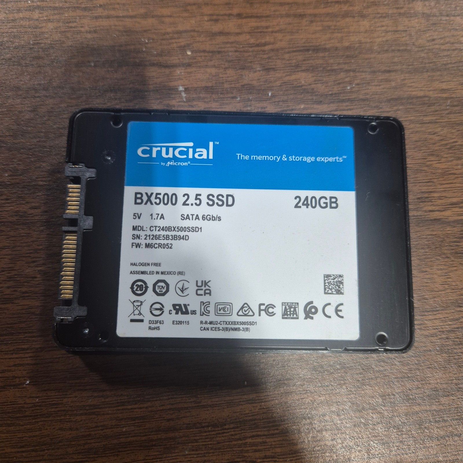 Crucial BX500 CT240BX500SSD1 240GB 2.5″ SATA 6Gb/s SSD Solid State Drive