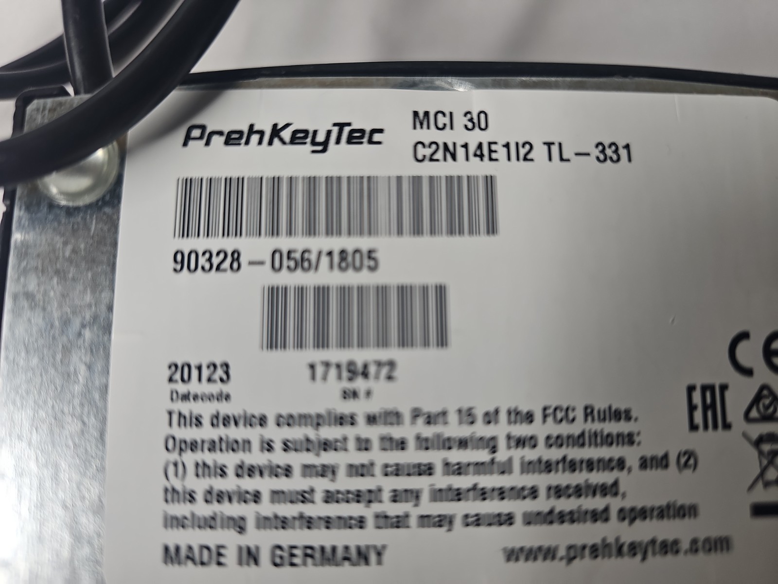 PrehKeyTec MCI30 Keyboard Programmable C2N14E1I2 TL-331 90328-056/1805