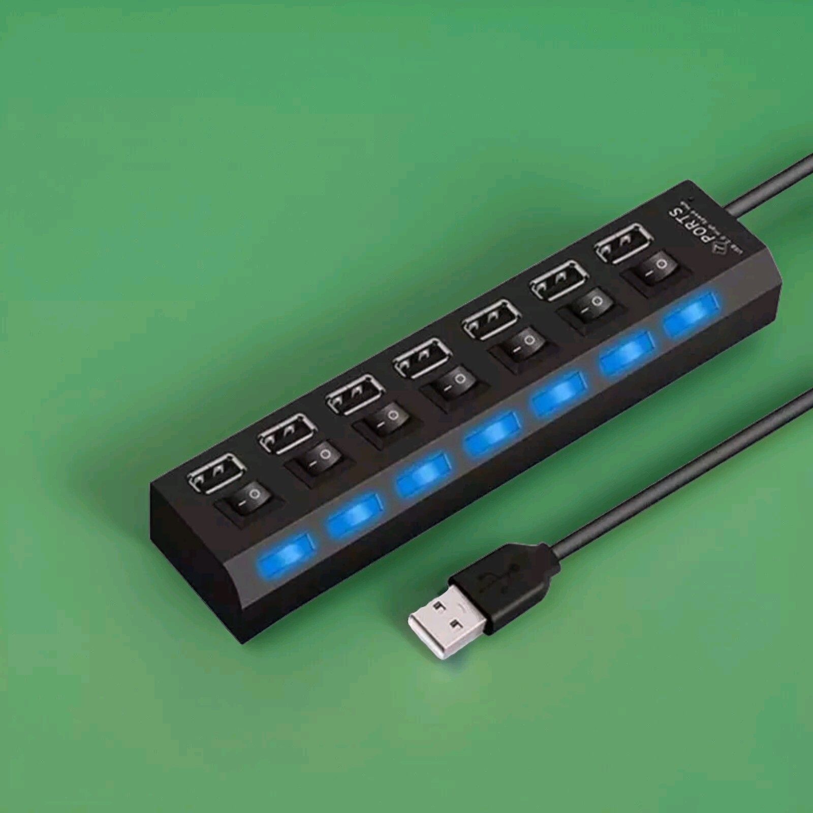 7 Port USB 2.0 / 3.0 Hub Splitter Adapter High Speed for PC Laptop Mac Desktop
